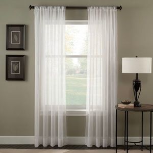 Room essentials, sheer, crinkle, grey curtains.